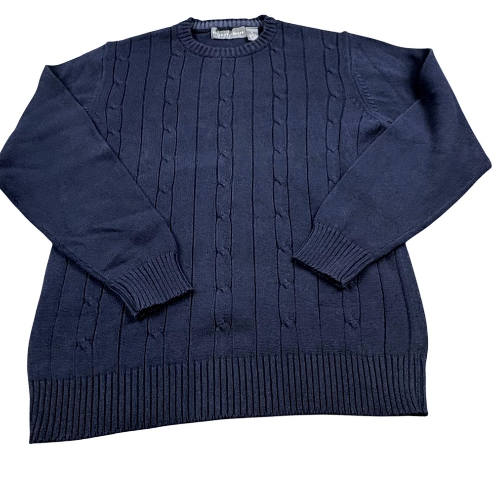 Oscar De La Renta Mens Lg. Blue Cable Knit Sweater Pullover Elegant, Refined